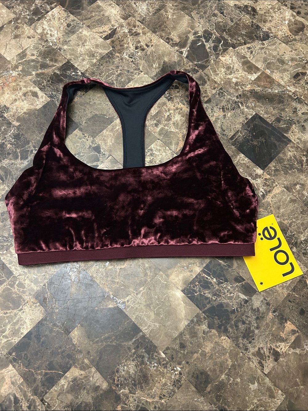 NWT 🆕 Lole Velvet Racerback Sports Bra in Deep Burgundy size M